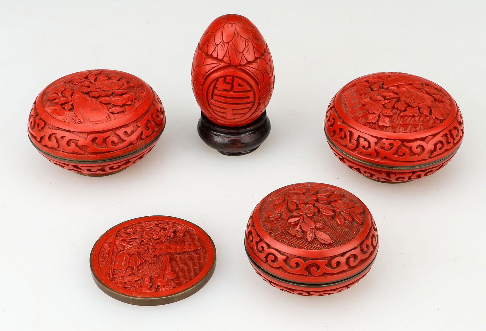 5 Chinese Carved Cinnabar Lacquer Cabinet Articles (1 of 5)