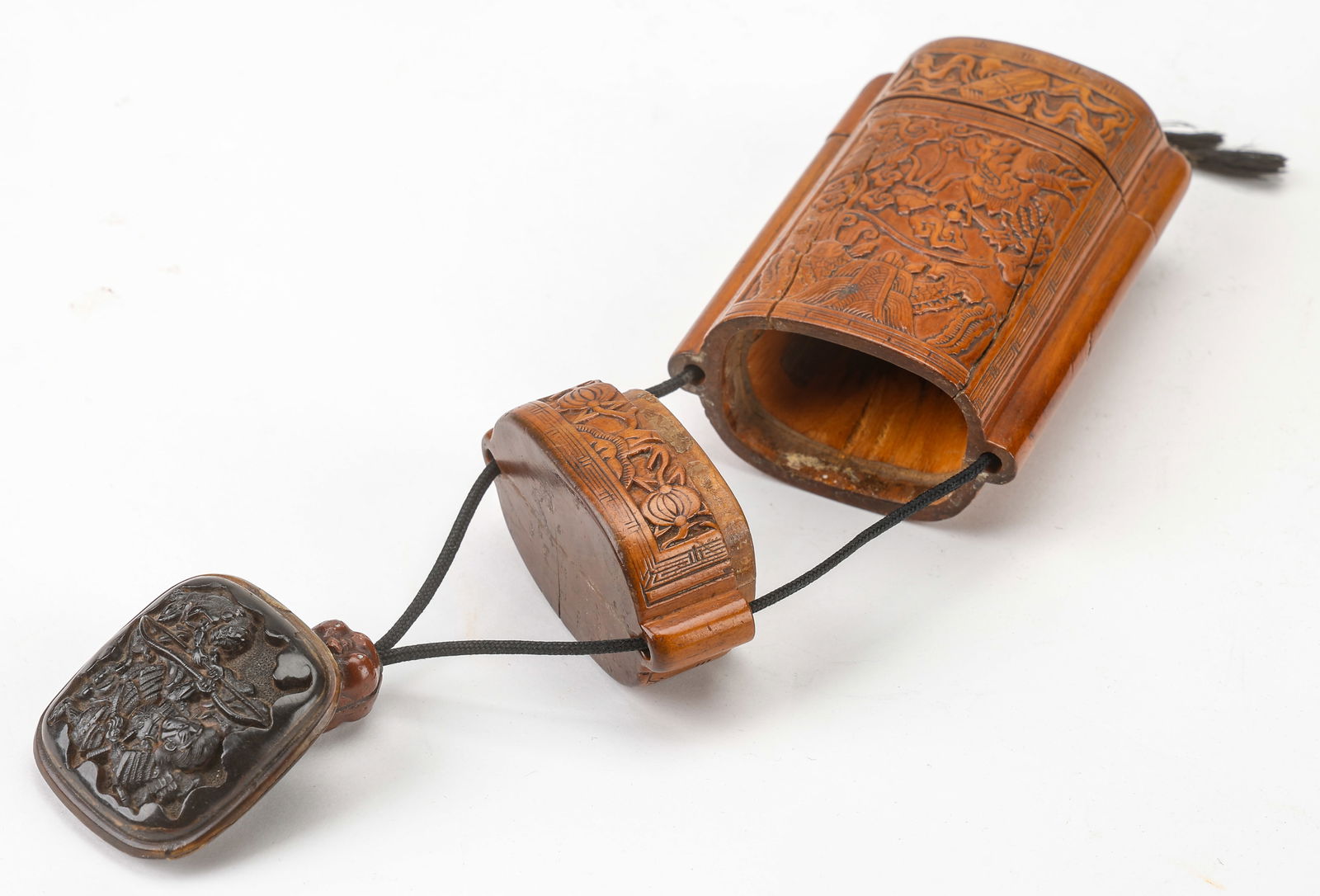 Japanese Carved Wood Inro With Netsuke And Ojime (1 of 4)