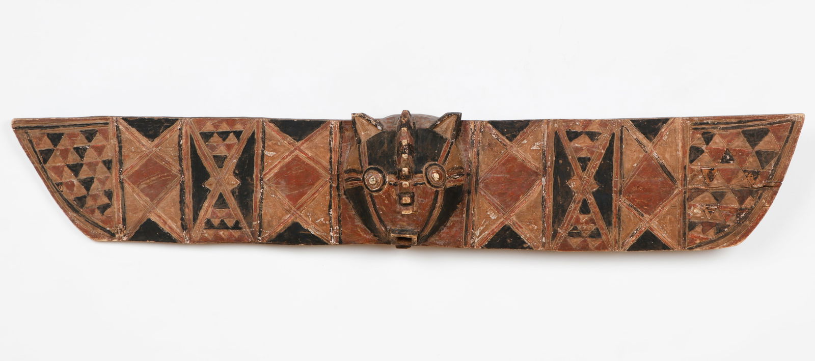 African Bwa Butterfly Mask, Burkina Faso: African Bwa Butterfly Mask, Burkina Faso. Carved wood and pigment. Provenance: From the Collection of Richard Kempshall Meyer. Size: 10.5'' x 61'' x 7'' (27 x 155 x 18 cm).