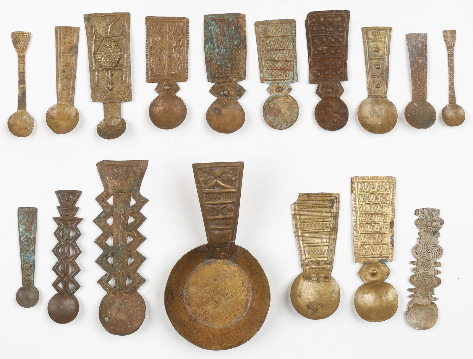 17 Asante Sheet Brass Gold Dust Spoons "N'saawa," Ghana (1 of 4)