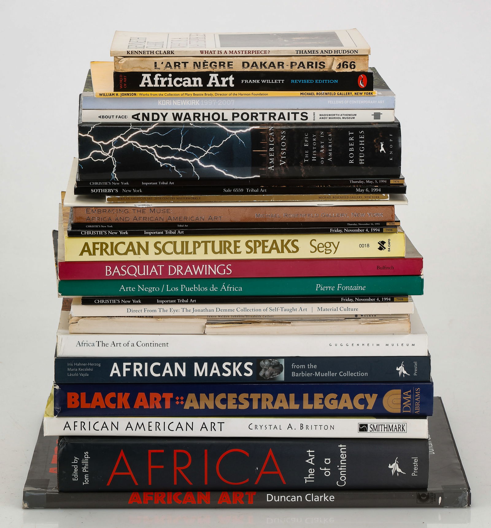 30 Art Related Books: 30 Art Related Books. Including: African art, African Sculpture speaks, Andy Warhol portraits, Embracing the Muse: Africa and African American Art, Basquiat Drawings, Black art: Ancestral Legacy, Afri