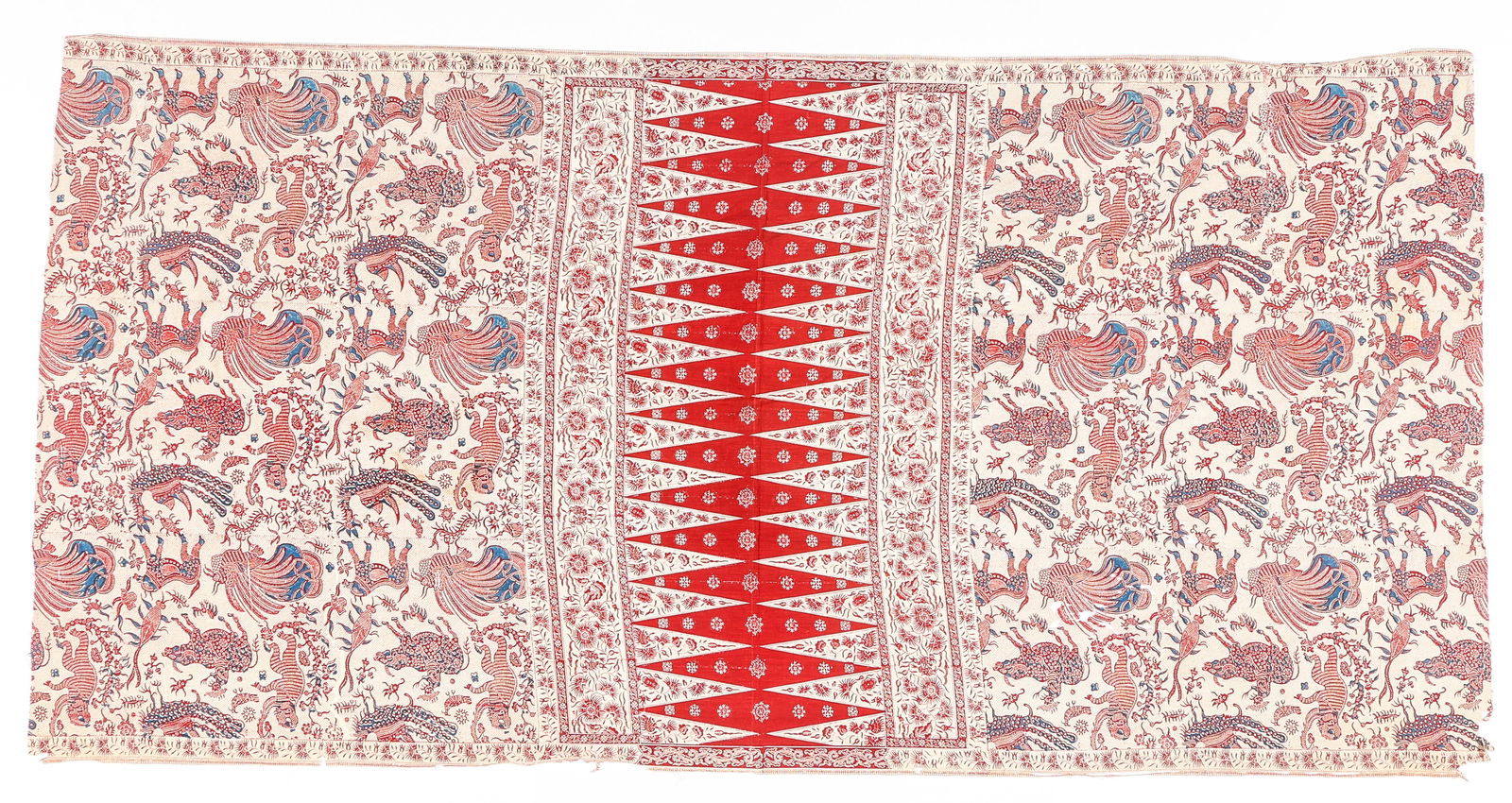 Bang-Biru Batik Skirt Textile, Lasem, Java, Indonesia: Bang-Biru Batik Skirt Textile, Lasem, Java, Indonesia. Cotton. Size: 6'10'' x 3'6'' (208 x 107 cm).