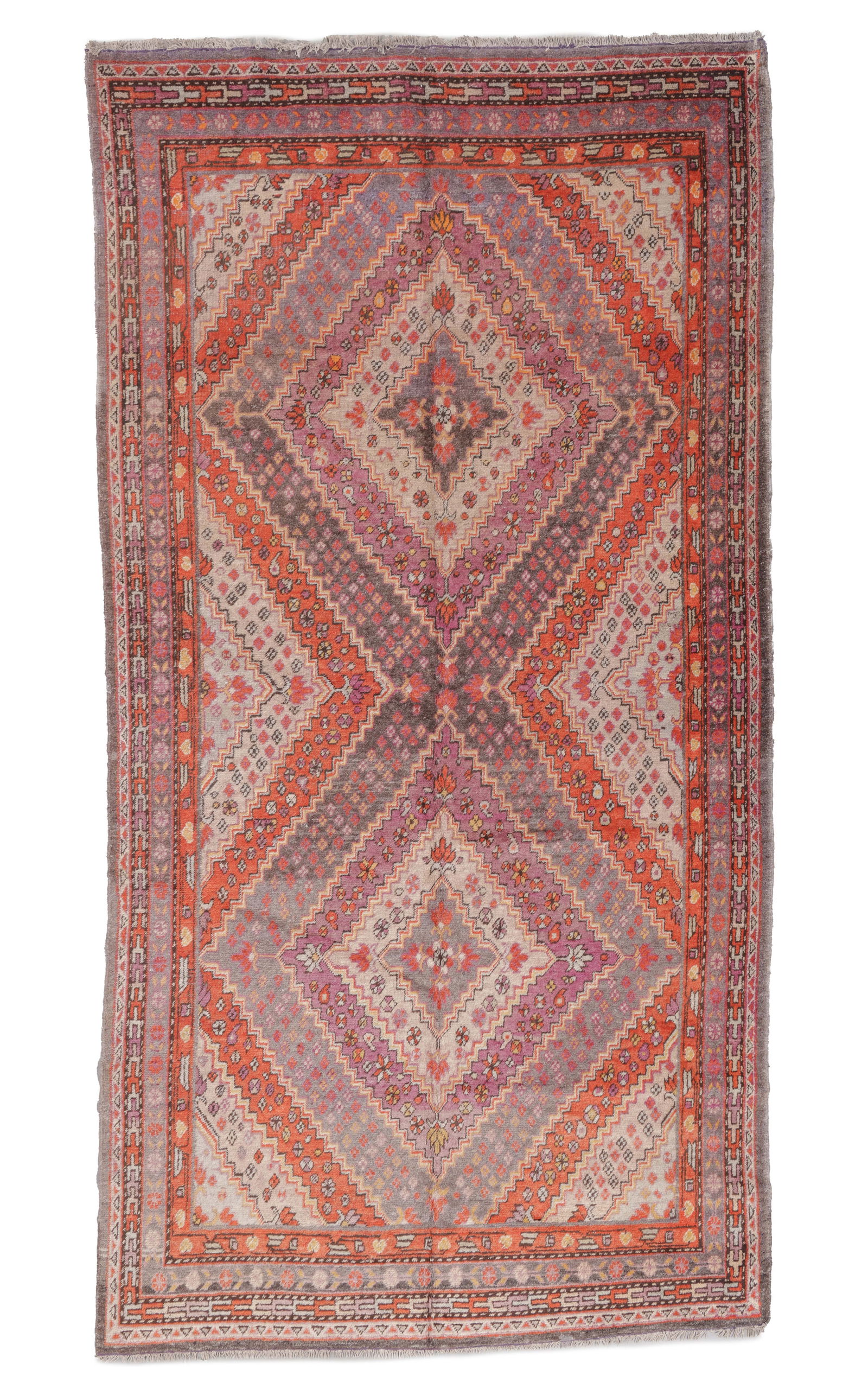 Khotan Rug, East Turkestan, Early/Mid 20th C., 5'8'' x 11'0'': Khotan Rug, East Turkestan, Early/Mid 20th C., 5'8'' x 11'0'' (173 x 335 cm). Weight: 26 lbs. Material: wool pile, cotton warp, cotton weft.