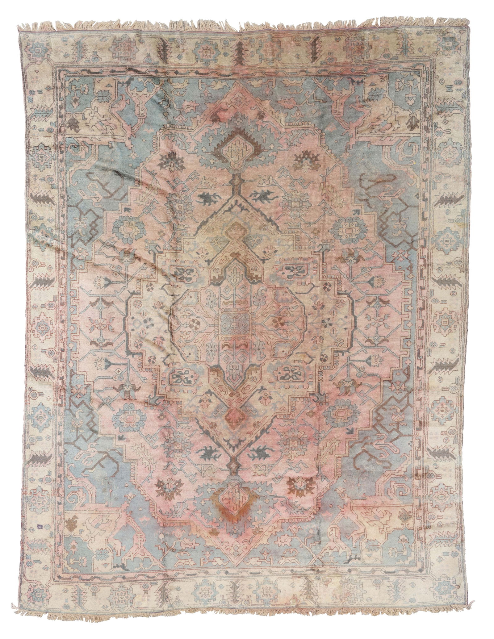 Oushak Rug, Turkey, Ca. 1980, 9'4'' x 12'3'': Oushak Rug, Turkey, Ca. 1980, 9'4'' x 12'3'' (284 x 373 cm). Weight: 64 lbs. Material: wool pile, wool warp, wool weft.