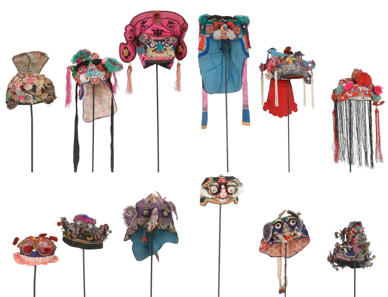 Group of 12 Chinese Silk Child's Hats, Early 20th C. (1 of 6)