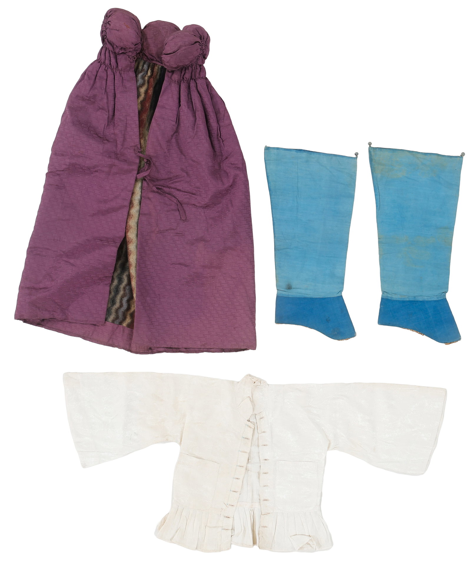 Chinese Textile Collector's Lot Including Fur Lined Robe Sleeves, Early 20th C. (1 of 3)
