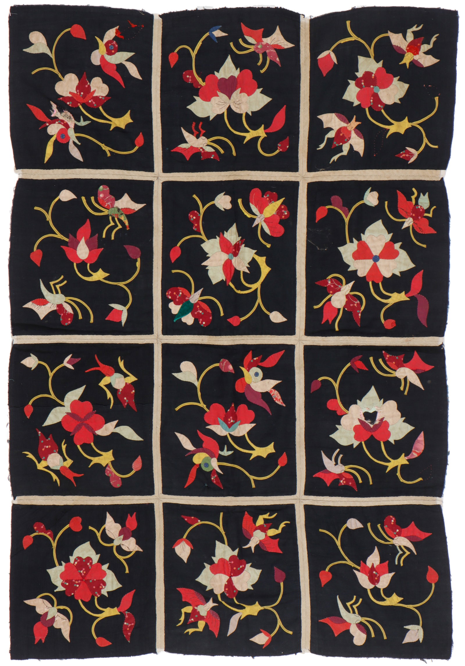 Buyi or Zhuang Hand-Stitched Cotton Quilt Cover, Southern China, Early 20th C. (1 of 3)