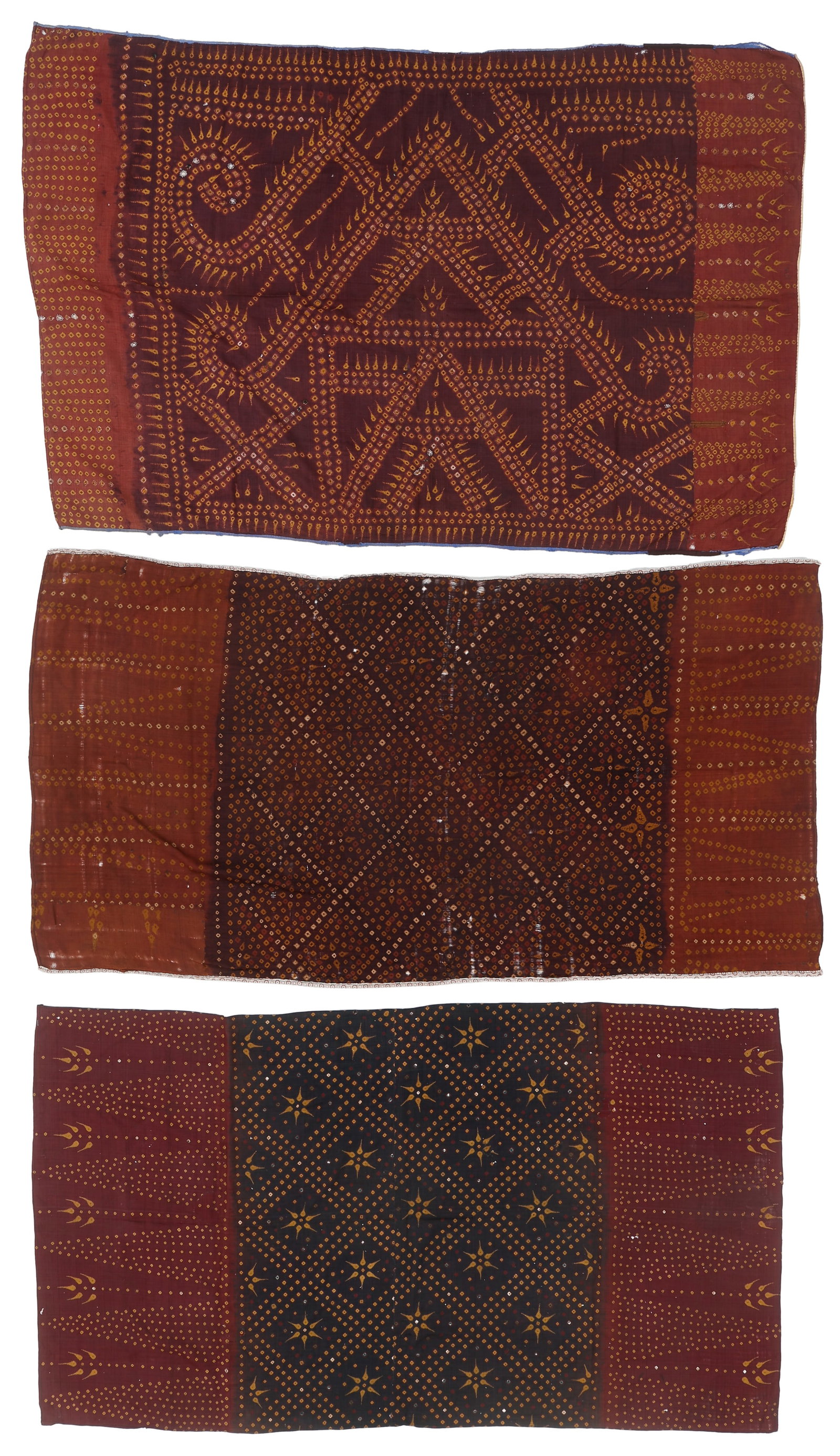Three Khmer Kiet Tie-Dye Silk Textiles, Cambodia (1 of 3)