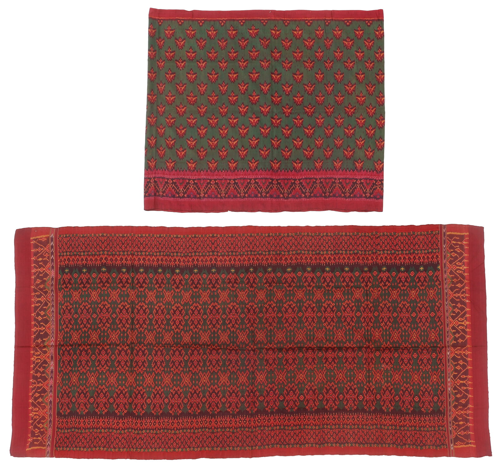 Cambodian Silk Ikat Tube Skirt and Hip Wrapper, Early-Mid 20th C. (1 of 3)