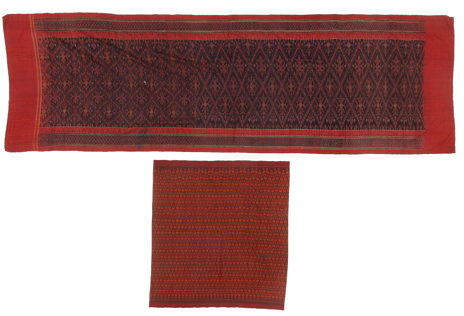 Two Cambodian Silk Ikat Sarong Skirt Textiles (1 of 3)