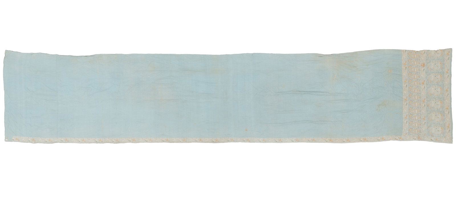 Parsi Finely Embroidered Silk Sari, Early 20th C. (1 of 4)