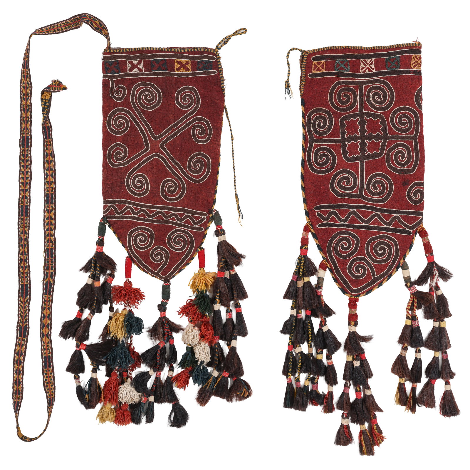 Two Uzbek Felted Wool Okbash Tent Bags, Central Asia, Early 20th C. (1 of 5)