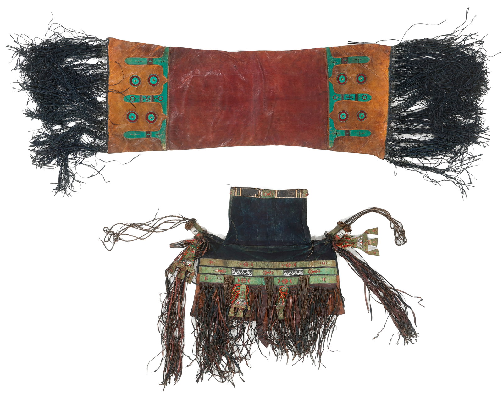 Tuareg Polychrome Leather Saddle Bag and Pillow Cover (1 of 5)