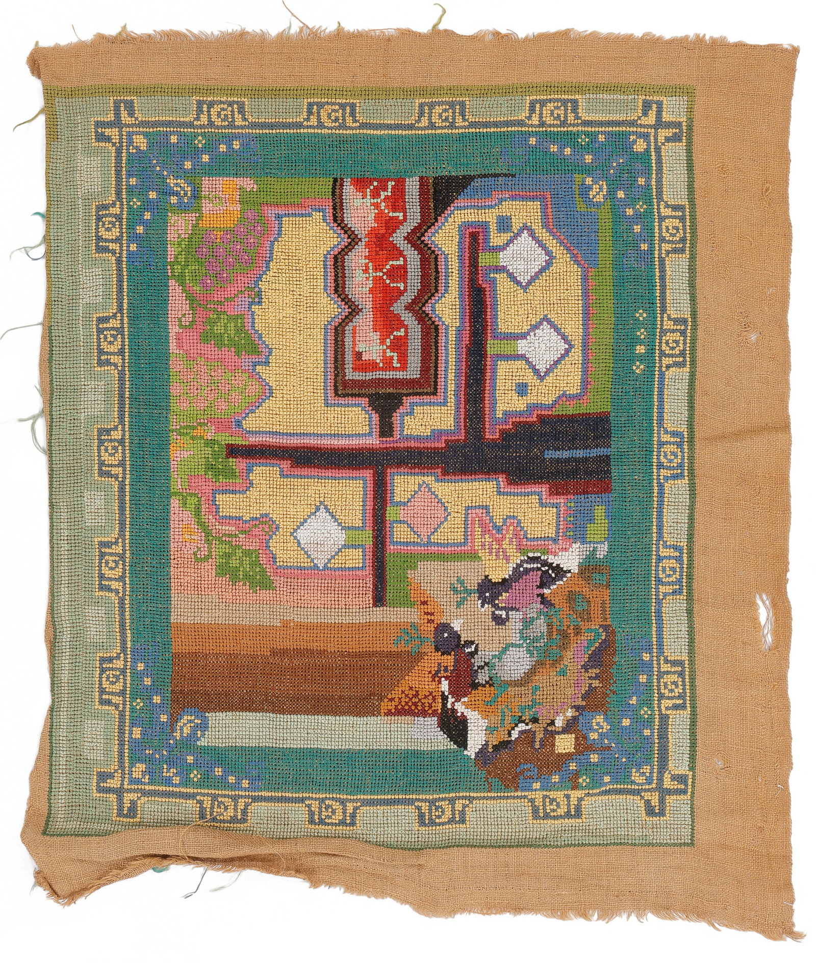 Frances Arno Saphro (Ukrainian, 1877-1962) Art Deco Surrealist Needlepoint Tapestry (1 of 3)