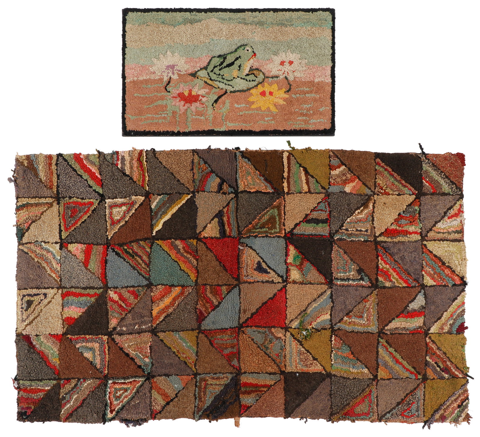 Two American Latch Hook Rugs, Early 20th C. (1 of 5)