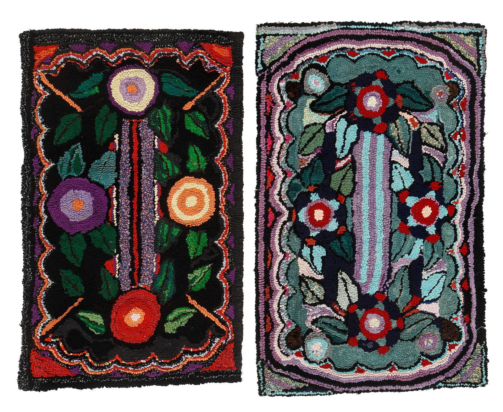 Two Antique American Latch Hook Rugs, Early 20th C. (1 of 4)