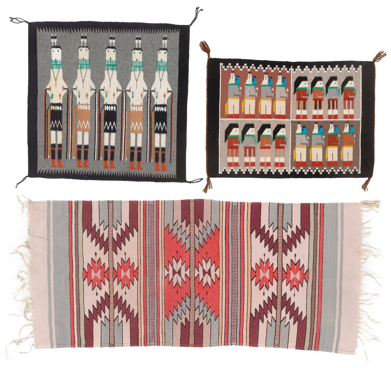 Two Navajo Figural Weavings and Zapotec Fringed Textile, Mid/Late 20th C. (1 of 5)