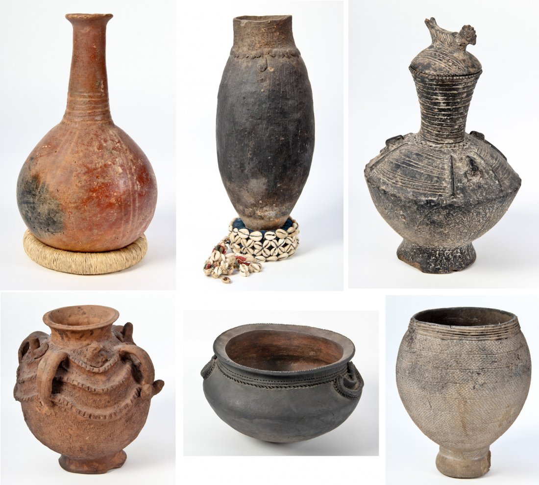 Collection of Six African and South American Ceramic Ve: Collection of Six African and South American Ceramic Vessels, various ages. Various sizes ranging from 7" x 6" x 6" to 6.5" x 12" x 12". Provenance: Jane Steinsnyder.
