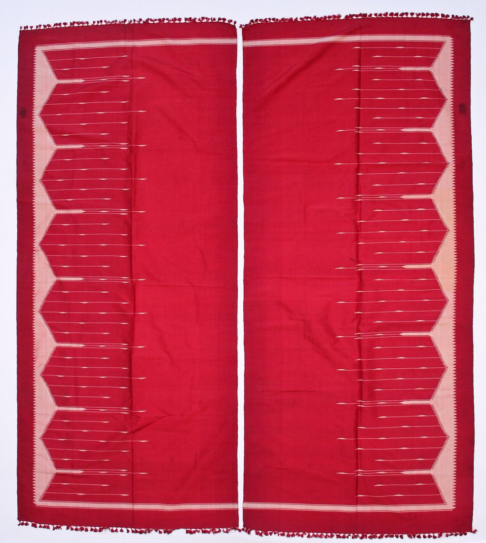 Two Silk Aleppo Tapestries: Two Silk Aleppo Tapestries, silk and metal thread. Syria, early 20th c. Size: 3'5" x 7'9" (each). Provenance: Jane Steinsnyder.