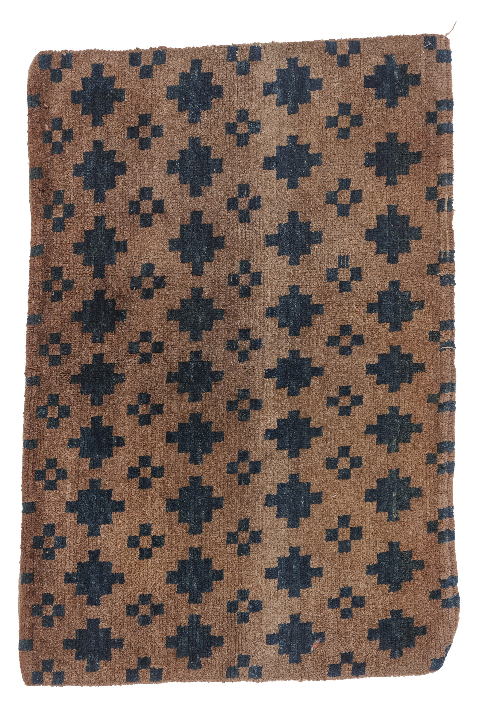 Stepped Diamond and Cross Rug, Tibet, Ca. 1900, 2'10'' x 1'11'': Stepped Diamond and Cross Rug, Tibet, Ca. 1900, 2'10'' x 1'11'' (86 x 58 cm). Weight: 3 lbs. Wool.