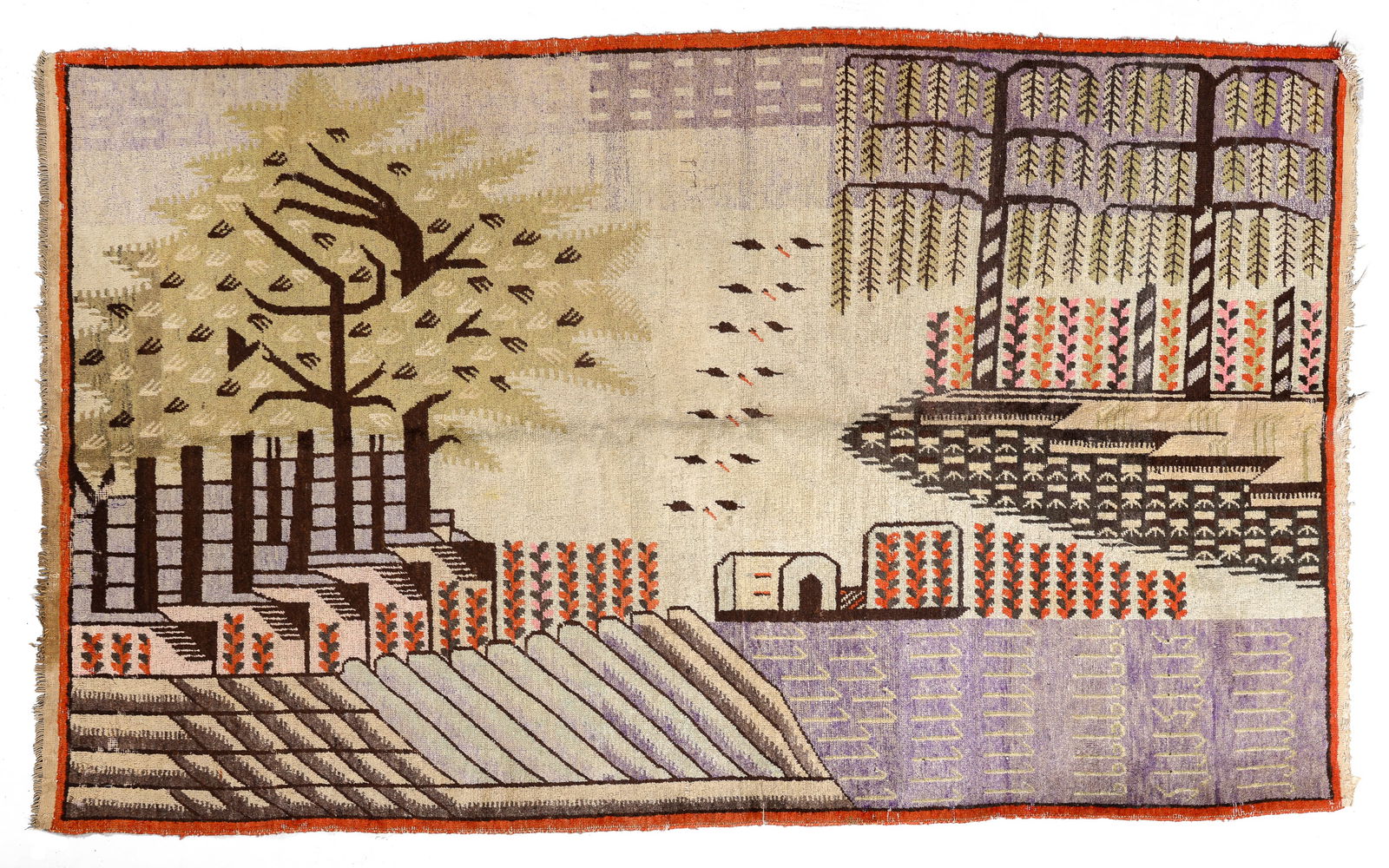 Khotan Rug, East Turkestan, Ca. 1930's/40's, 5'2'' x 8'6'': Khotan Rug, East Turkestan, Ca. 1930's/40's, 5'2'' x 8'6'' (157 x 259 cm). Weight: 20 lbs. Material: wool pile, cotton warp, cotton weft.