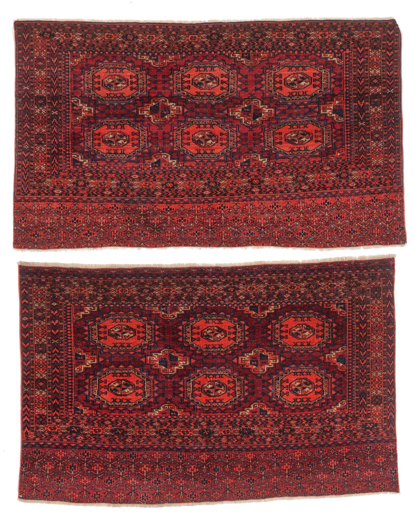 Pair of Salor Gul Turkmen Chuvals, Central Asia, Late 19th C., 4'0'' x 2'6'' (1 of 9)