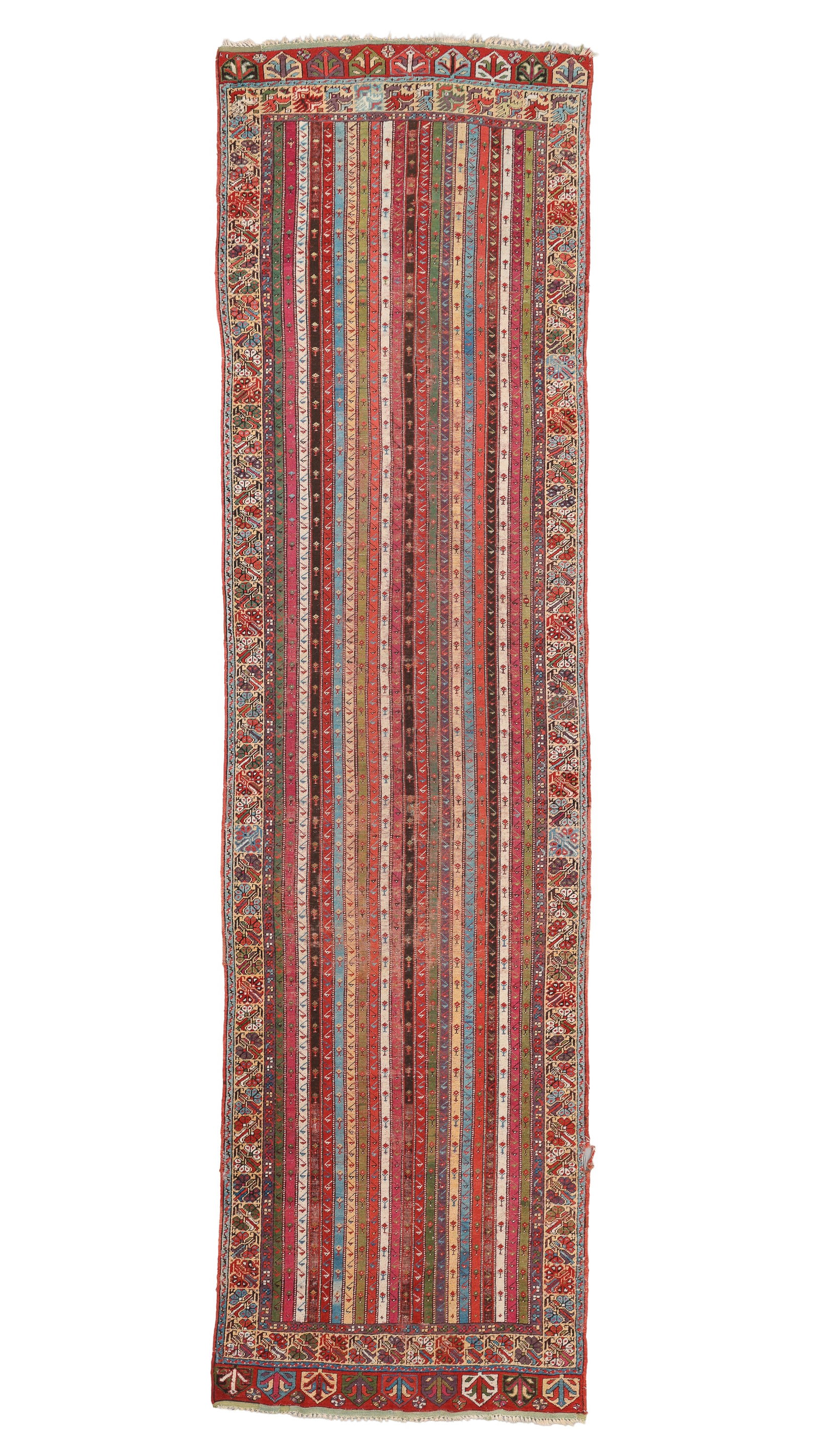 Mudjur Rug, Turkey, Mid 19th C., 3'8'' x 13'11'': Mudjur Rug, Turkey, Mid 19th C., 3'8'' x 13'11'' (112 x 424 cm). Weight: 14 lbs. Outstanding natural dye colors. Material: wool pile, wool warp, wool weft.