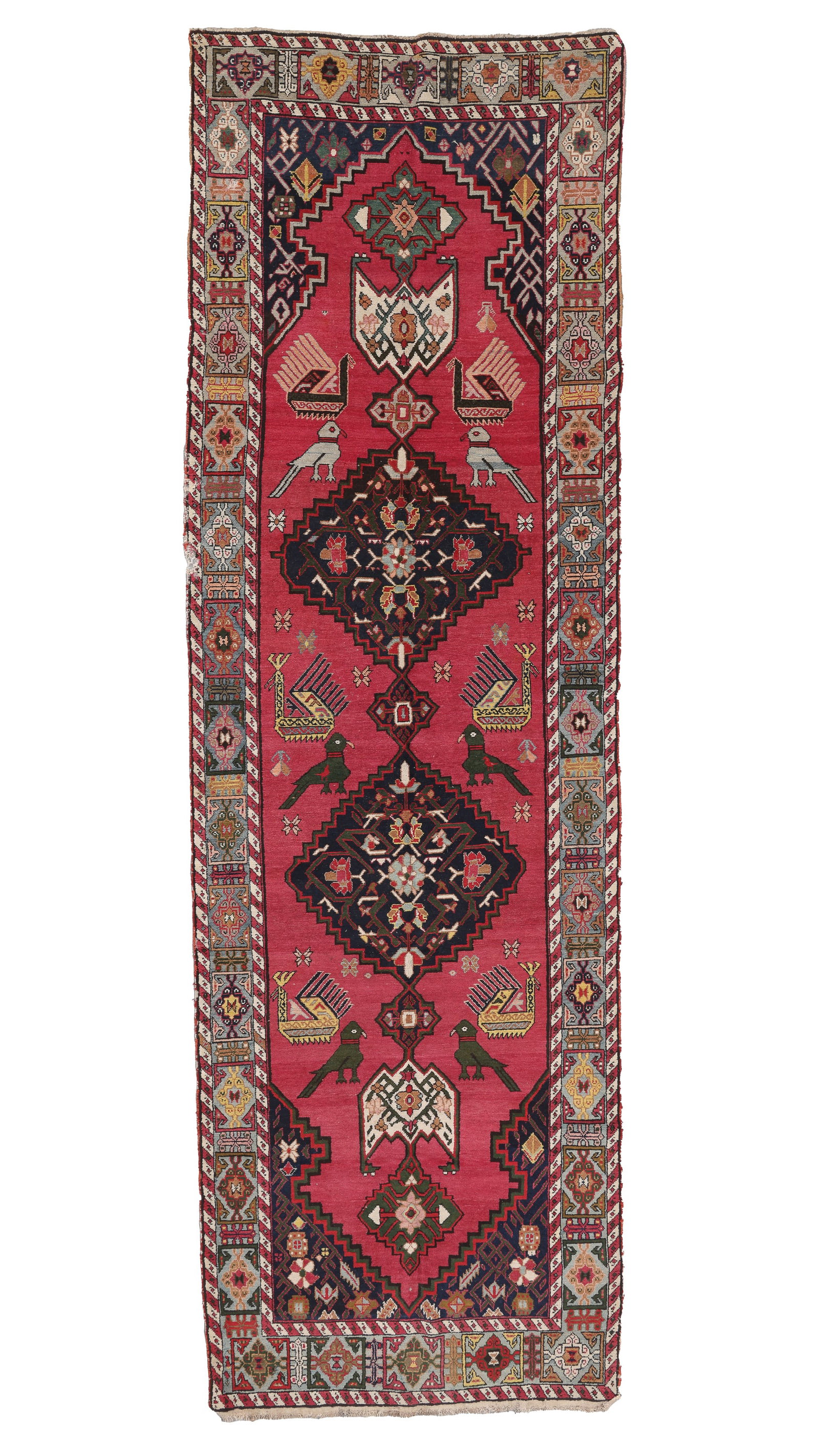 Karabagh Lampa Rug, Caucasus, Late 19th C., 3'10'' x 12'3'': Karabagh Lampa Rug, Caucasus, Late 19th C., 3'10'' x 12'3'' (117 x 373 cm). Weight: 21 lbs. Material: wool pile, wool warp, wool weft.