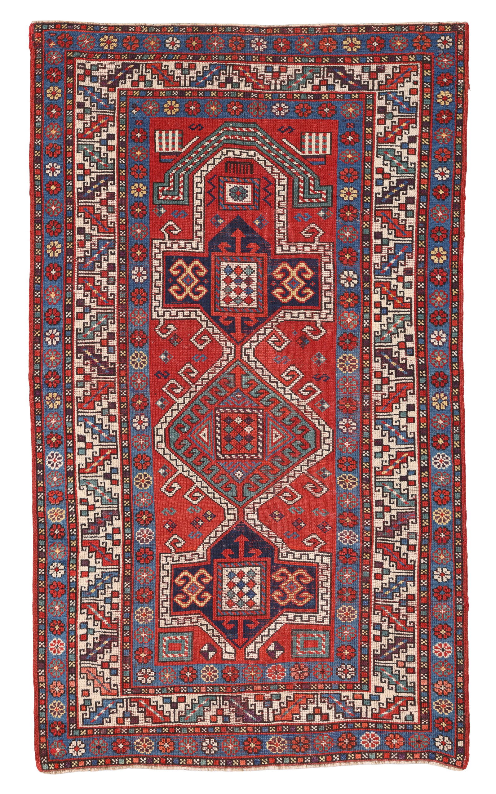 Kazak Prayer Rug, Caucasus, Late 19th C., 3'4'' x 5'9'' (1 of 5)