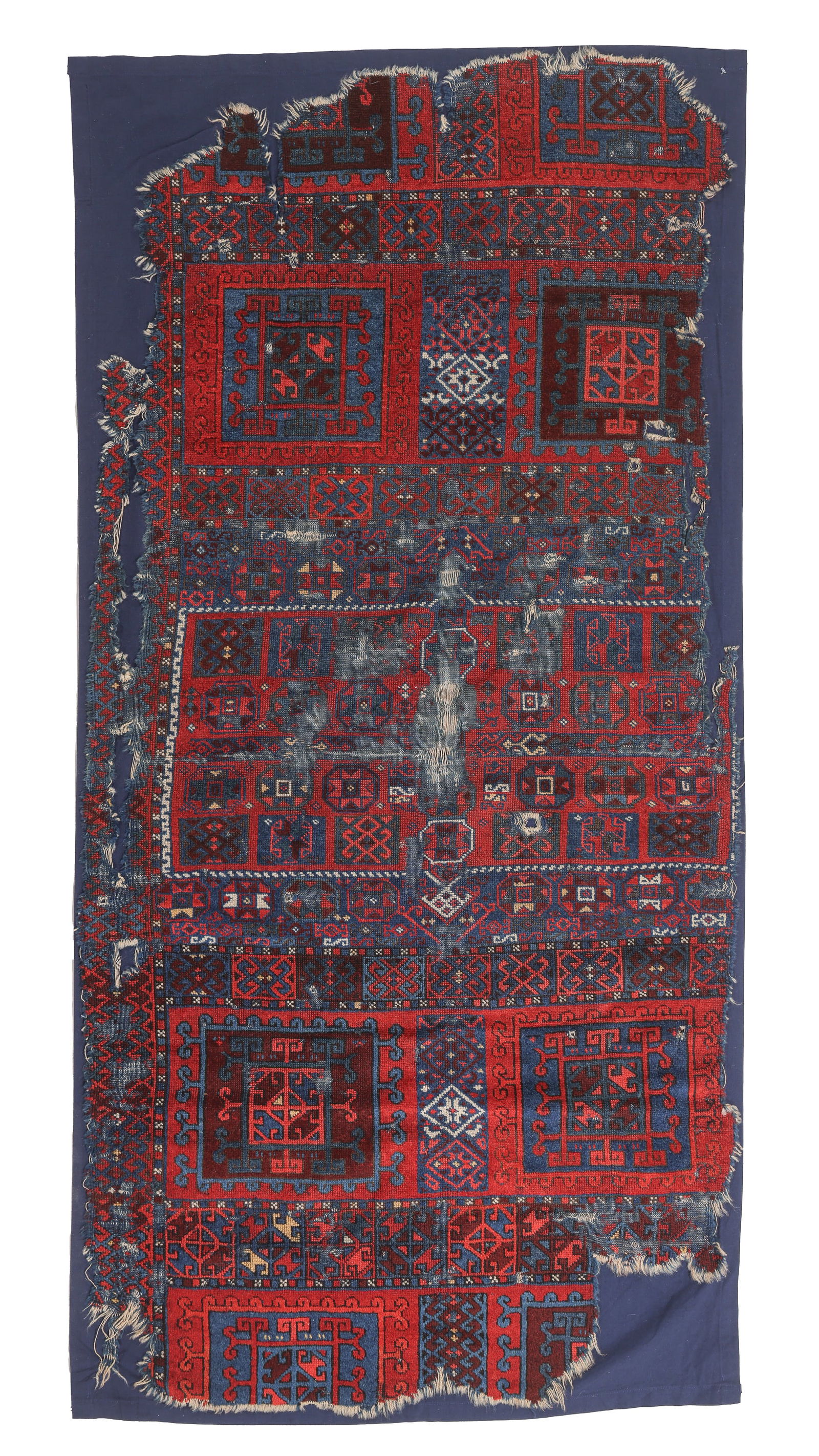 East Anatolian Kurd Fragment, Turkey, 19th C., 3'3'' x 6'8: East Anatolian Kurd Fragment, Turkey, 19th C., 3'3'' x 6'8'' (99 x 203 cm). Weight: 6 lbs. Material: wool pile, wool warp, wool weft. Cloth backing.