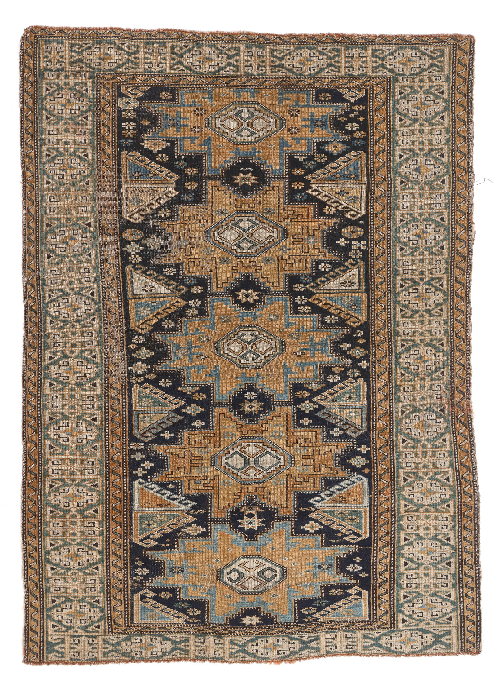 Lesghi Rug, Caucasus, Ca. 1880, 3'7'' x 4'10'': Lesghi Rug, Caucasus, Ca. 1880, 3'7'' x 4'10'' (109 x 147 cm). Weight: 5 lbs. Material: wool pile, wool warp, wool weft.