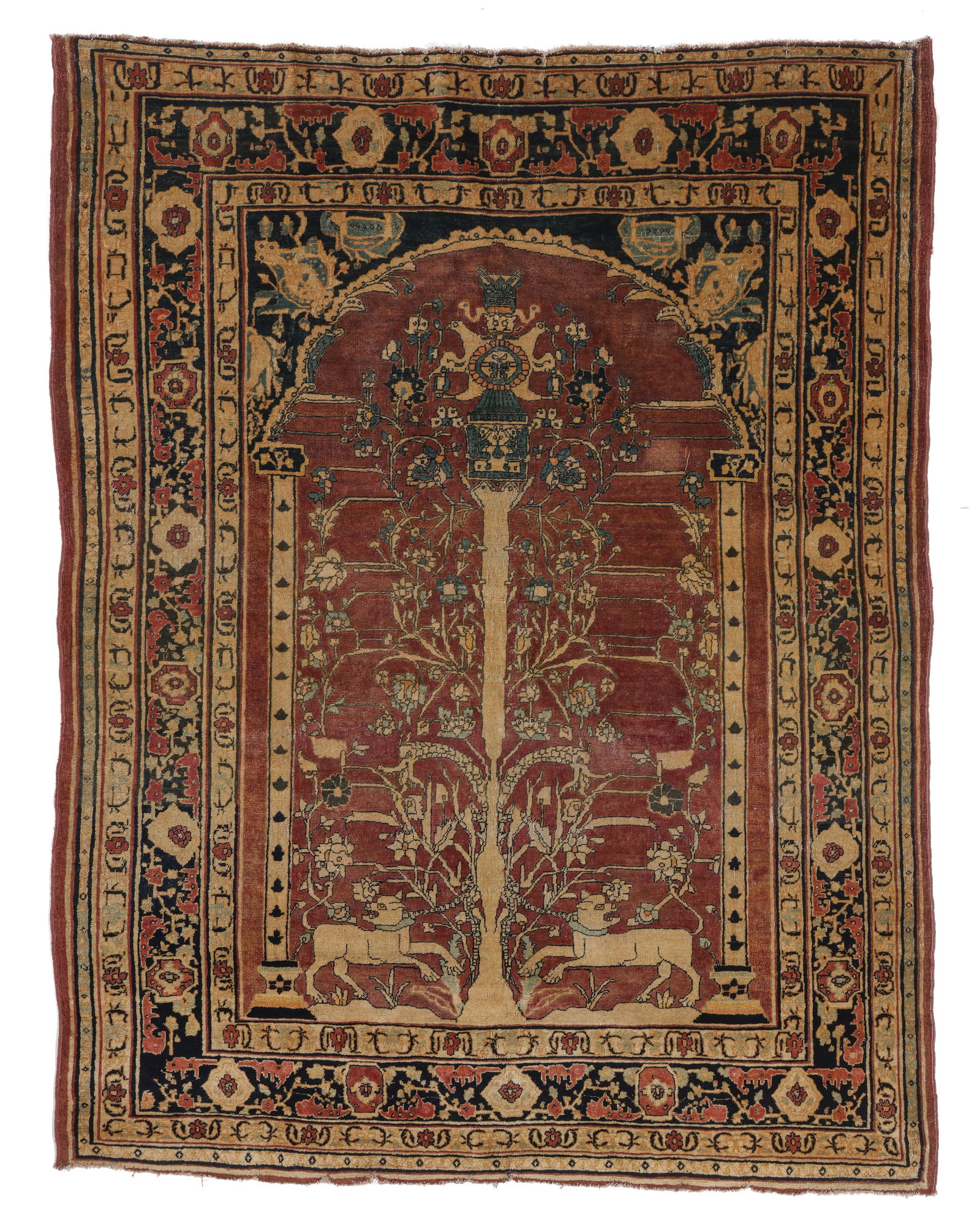 Fine Tabriz Meditation Rug, Persia, 19th C., 4'5'' x 5'10'' (1 of 6)
