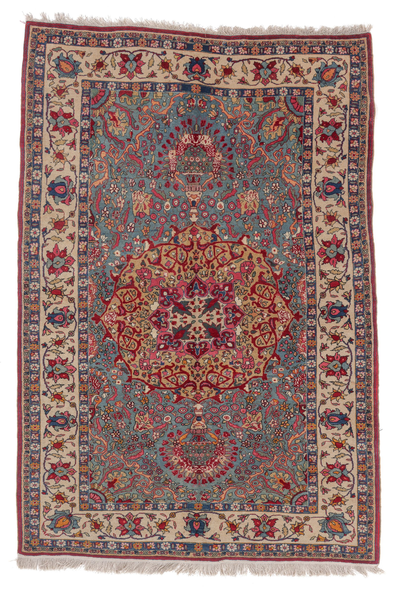 Yazd Rug, Persia, Ca. 1900, 4'4'' x 6'6'': Yazd Rug, Persia, Ca. 1900, 4'4'' x 6'6'' (132 x 198 cm). Weight: 13 lbs. Material: wool pile, cotton warp, cotton weft.