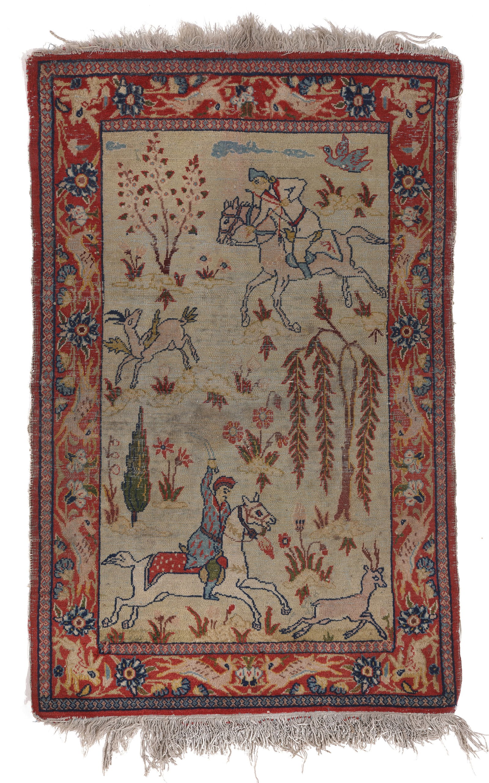 Small Tabriz Pictorial Hunting Rug, Persia, Ca. 1900, 2'0'' x 3'0'' (1 of 6)