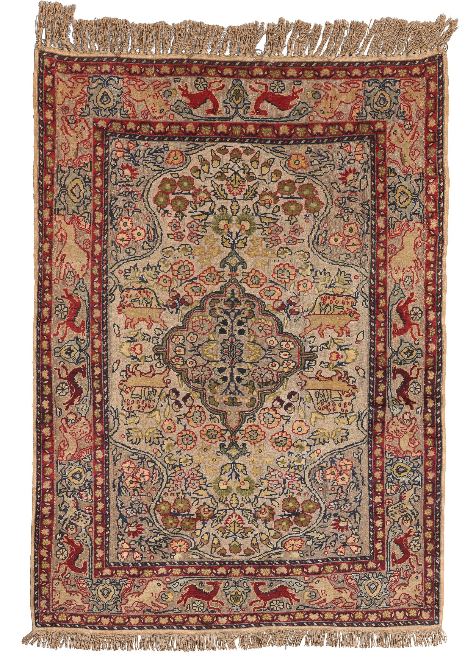 Kayseri Metal Thread Rug, Turkey, Ca. 1910, 4'7'' x 6'2'' (1 of 6)