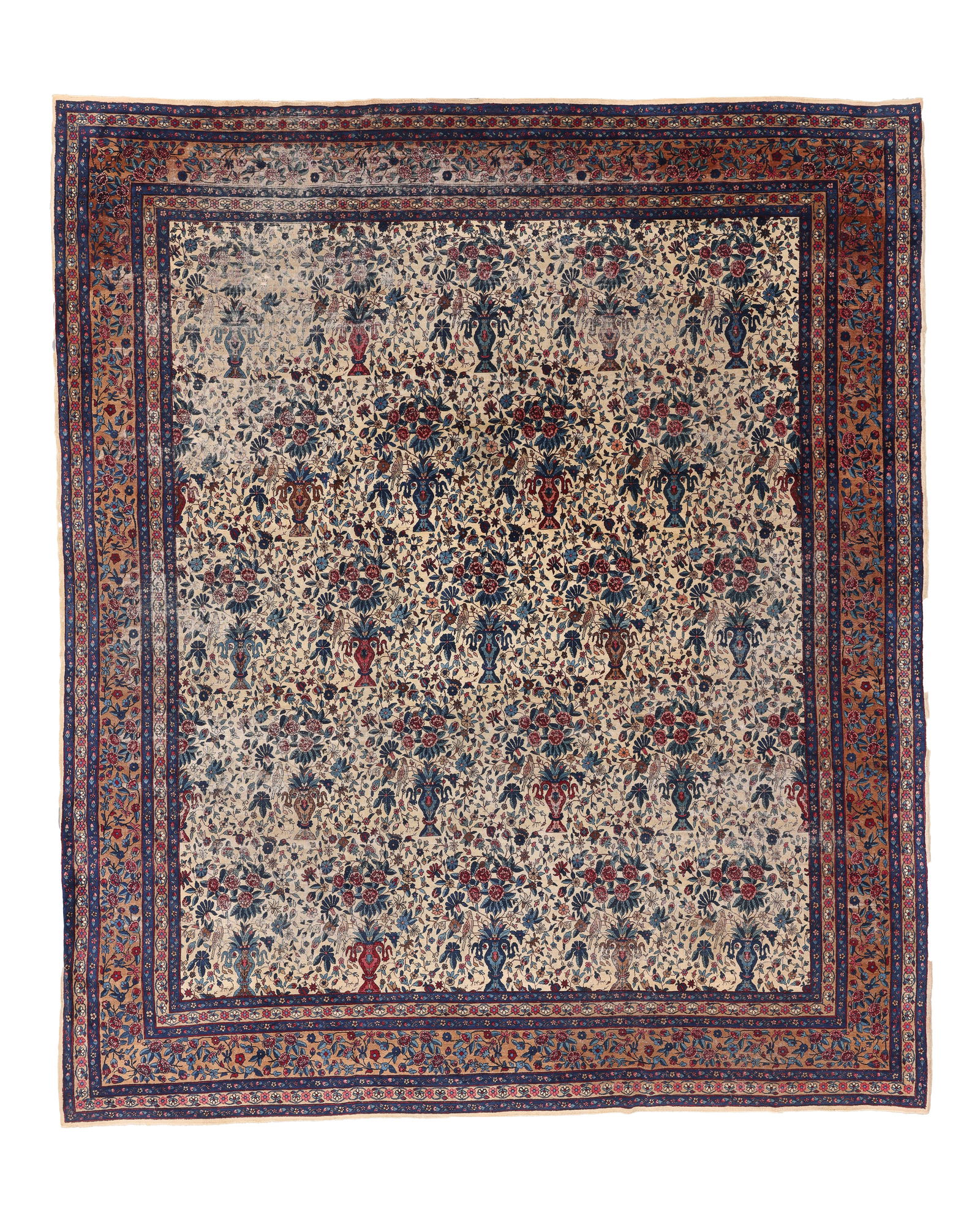 Yazd Rug, Persia, Ca. 1900, 11'6'' x 13'5'': Yazd Rug, Persia, Ca. 1900, 11'6'' x 13'5'' (351 x 409 cm). Weight: 60 lbs. Material: wool pile, cotton warp, cotton weft. Sporadic wear.