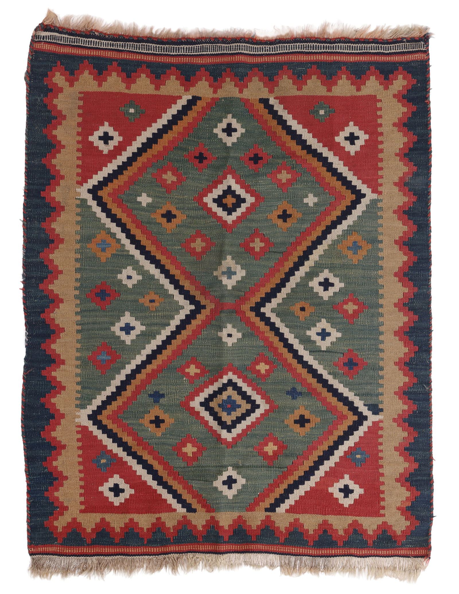 Unusual Small Format Gashgai Kilim, Persia, Ca. 1900, 3'5'' x 4'5'' (1 of 5)