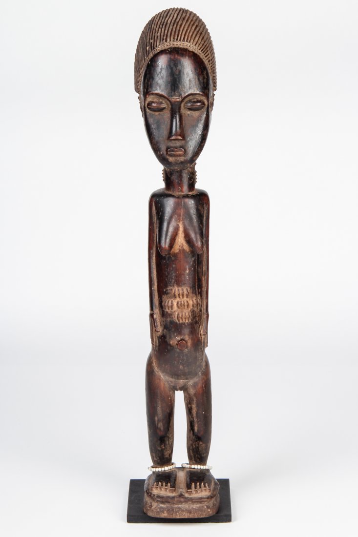 Fine Baule African Female Ancestor Figure: Fine Baule African Female Ancestor Figure. Size: 19.5" x 4" x 5". Provenance: ex collection Ben Bernstein; estate of Milton Ginsburg.