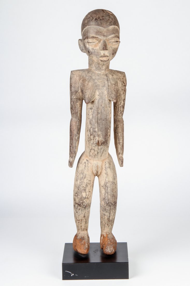 African Baule Figure: African Baule Figure. Size: 30" x 7.5" x 6.5". Provenance: ex collection Ben Bernstein; estate of Milton Ginsburg.