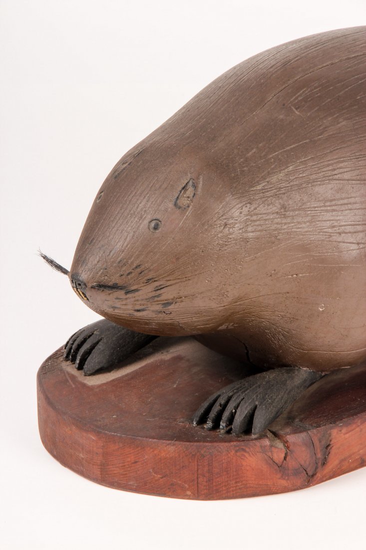 Carved Wood Beaver, American - 2