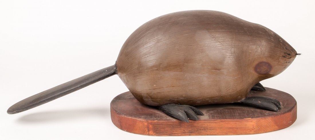 Carved Wood Beaver, American - 3