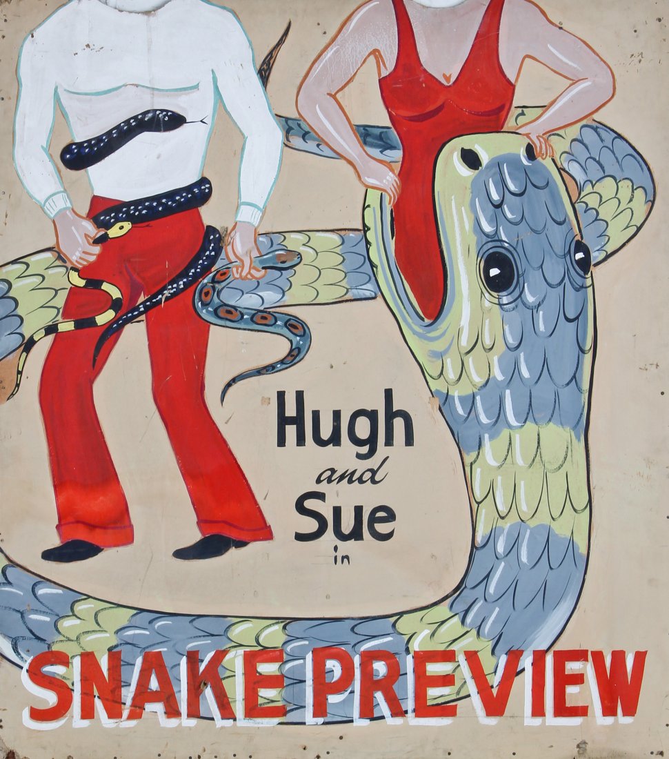 Hand-painted Carnival Sign, "Hugh and Sue"