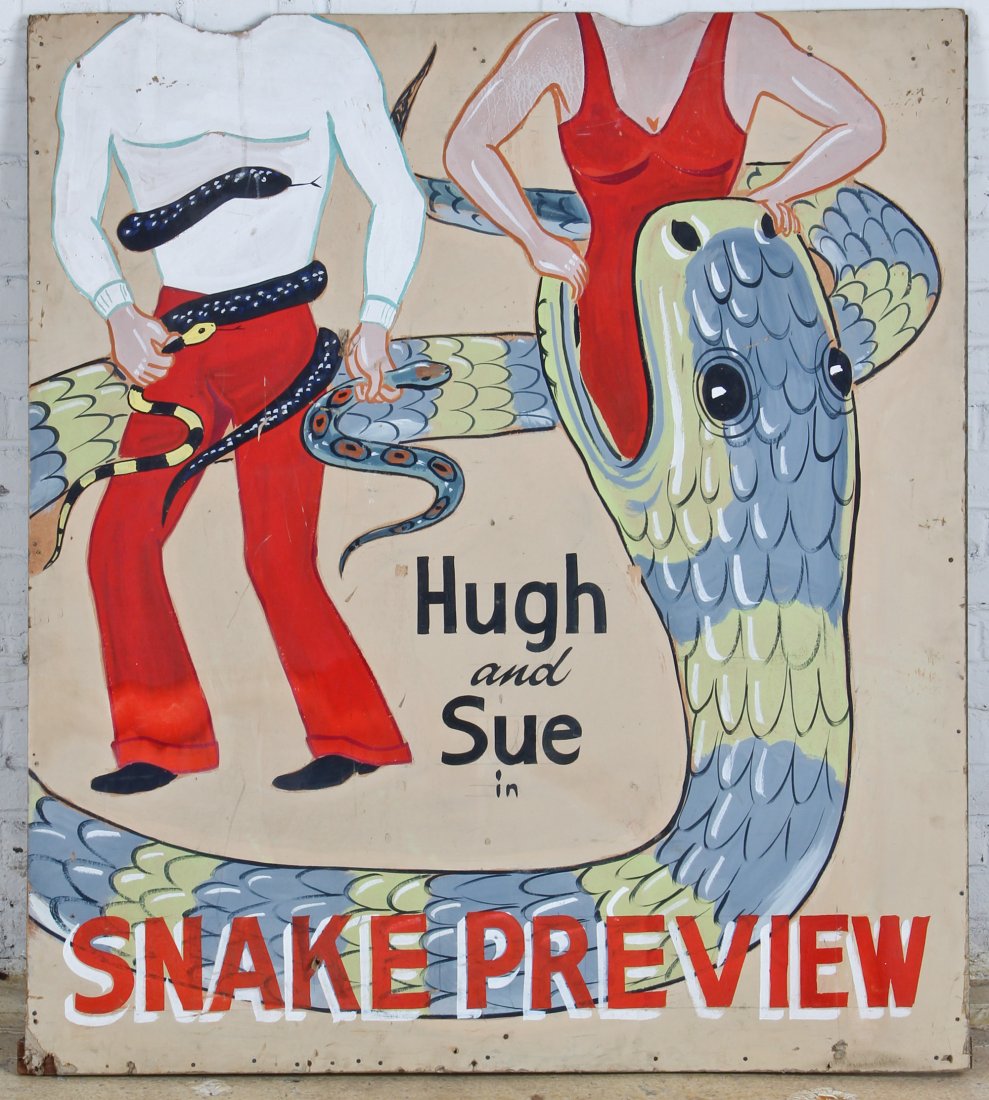 Hand-painted Carnival Sign, "Hugh and Sue" - 2