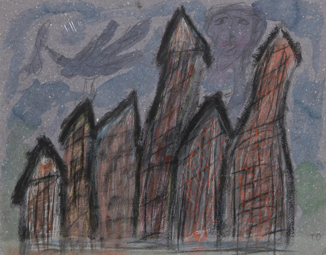 Thornton Dial (American, b. 1928) "Peace Bird": Thornton Dial (American, b. 1928), "Peace Bird", 1994. Size: 19.5" x 26". Medium: pencil, pastel, and charcoal on rag paper. George and Sue Viener collection.