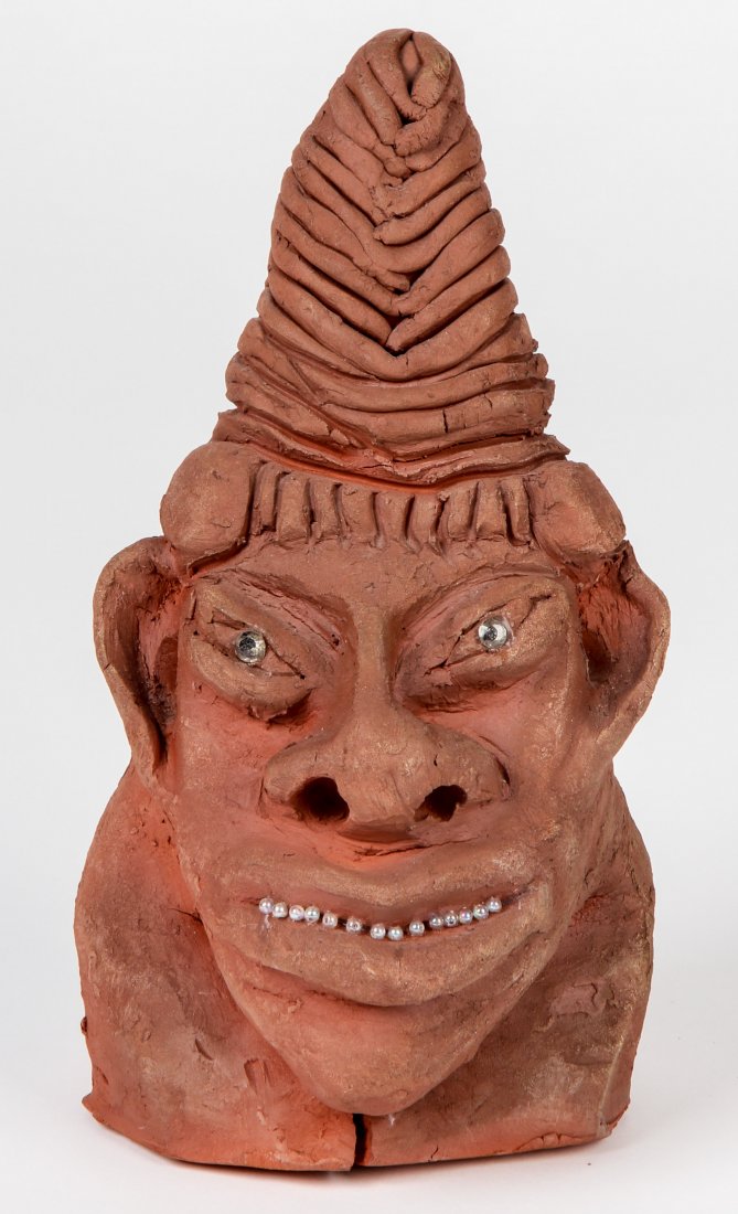 Bessie Harvey Clay Sculpture: Bessie Harvey, Untitled. Medium: mixed media and clay. Size: 9.5" x 5" x 4.5". Provenance: George and Sue Viener collection.