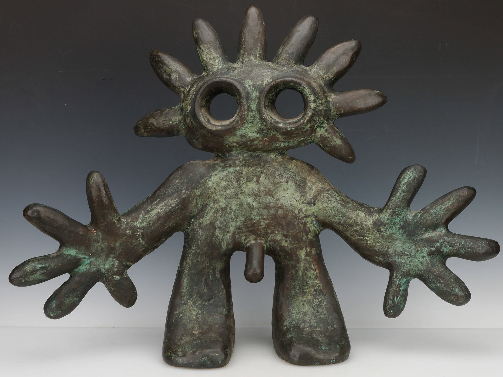 Istvan Zsako (Hungarian, b.1954) "Sun Man" H: 24": Istvan Zsako (Hungarian, b.1954) "Sun Man" bronze, 1986, signed and dated. Size: 24'' x 32'' x 8'' (61 x 81 x 20 cm). Weight: 81.5 lbs. Provenance: Estate of a Philadelphia Gentleman; Gallery Erdesz,