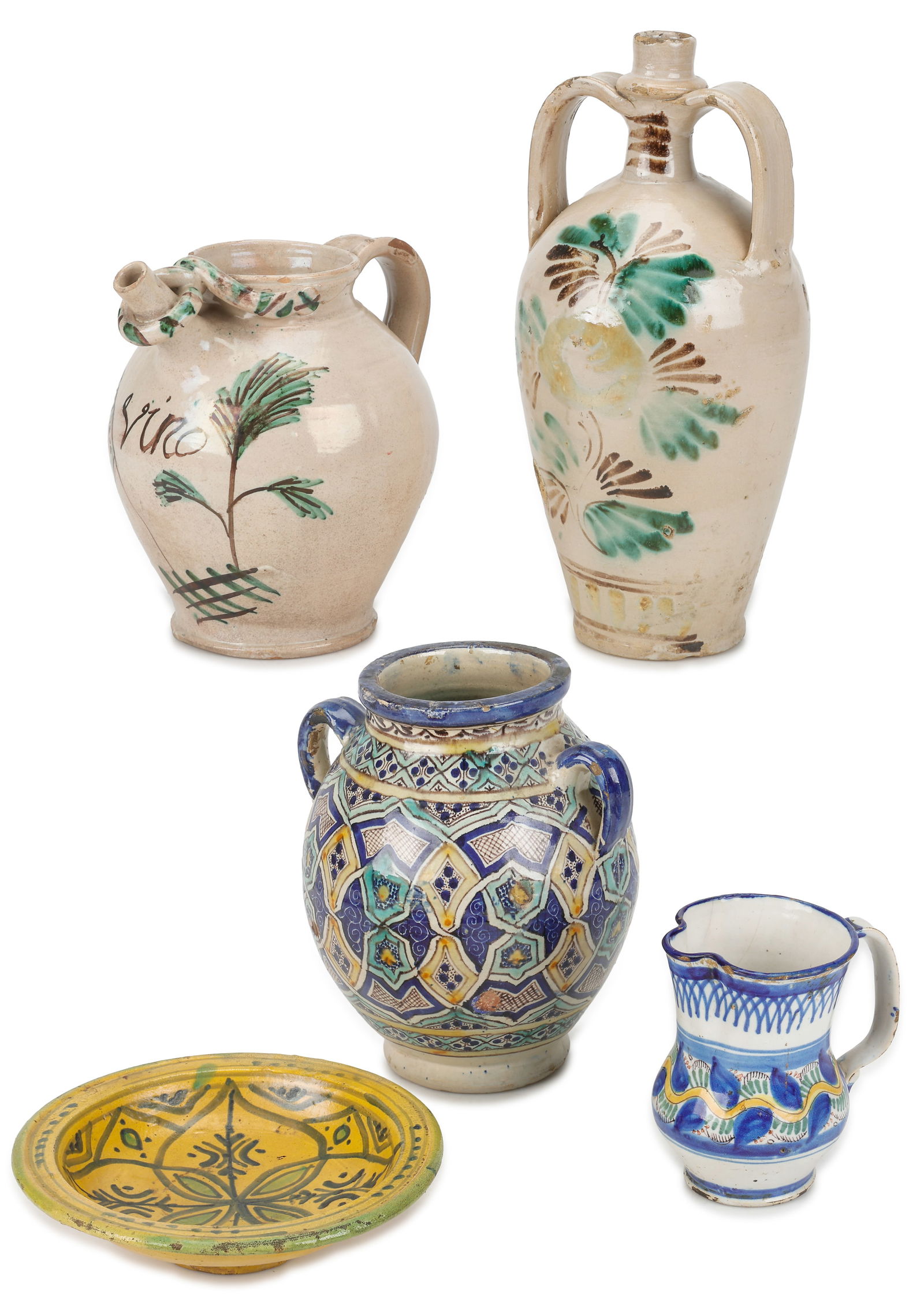 5 Antique Moroccan, Iberian And Italian Glazed Ceramic Vessels (1 of 11)
