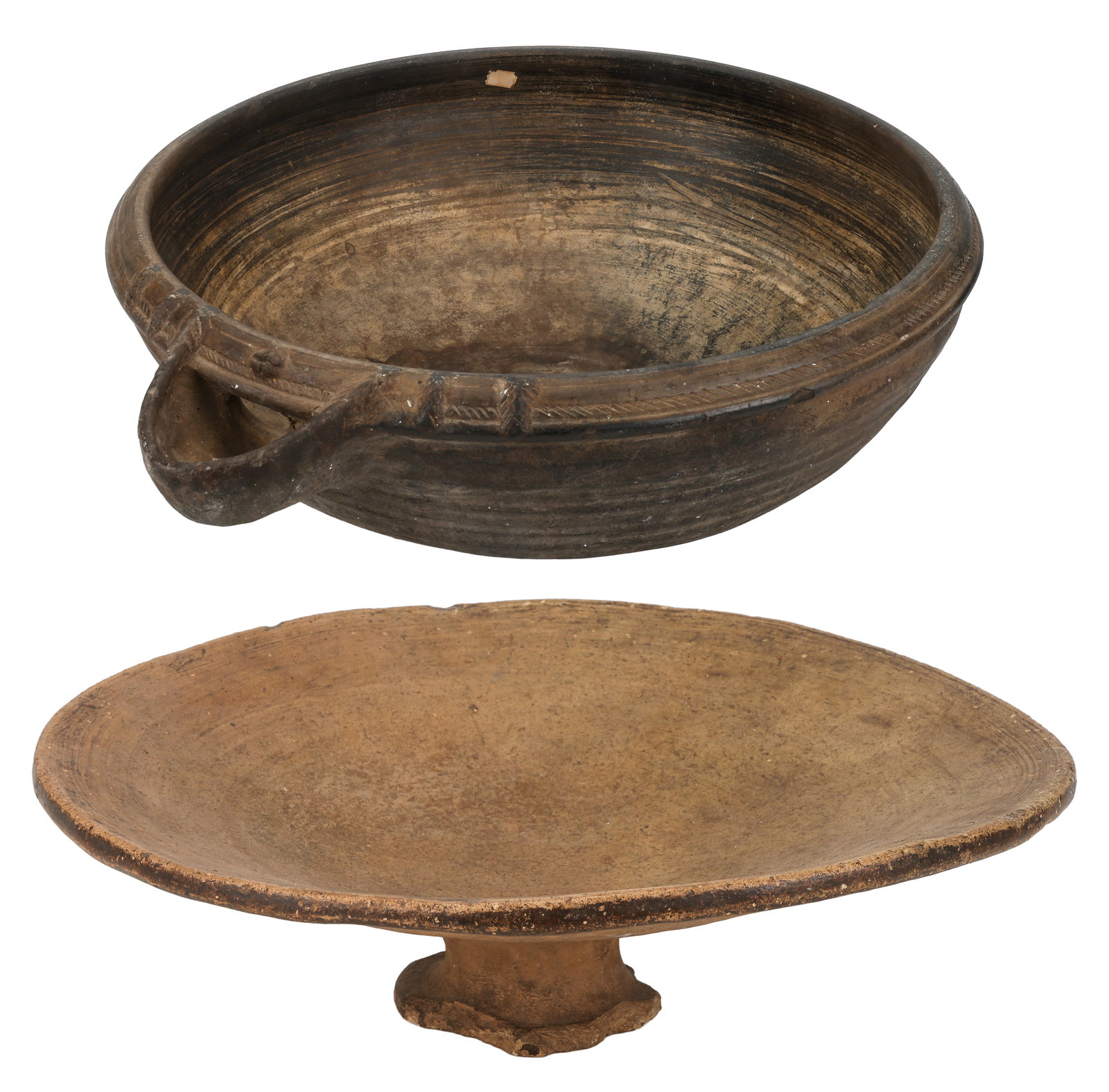 Massive Earthenware Spouted Bowl And Footed Platter, Diam: 20"; 24" (1 of 9)