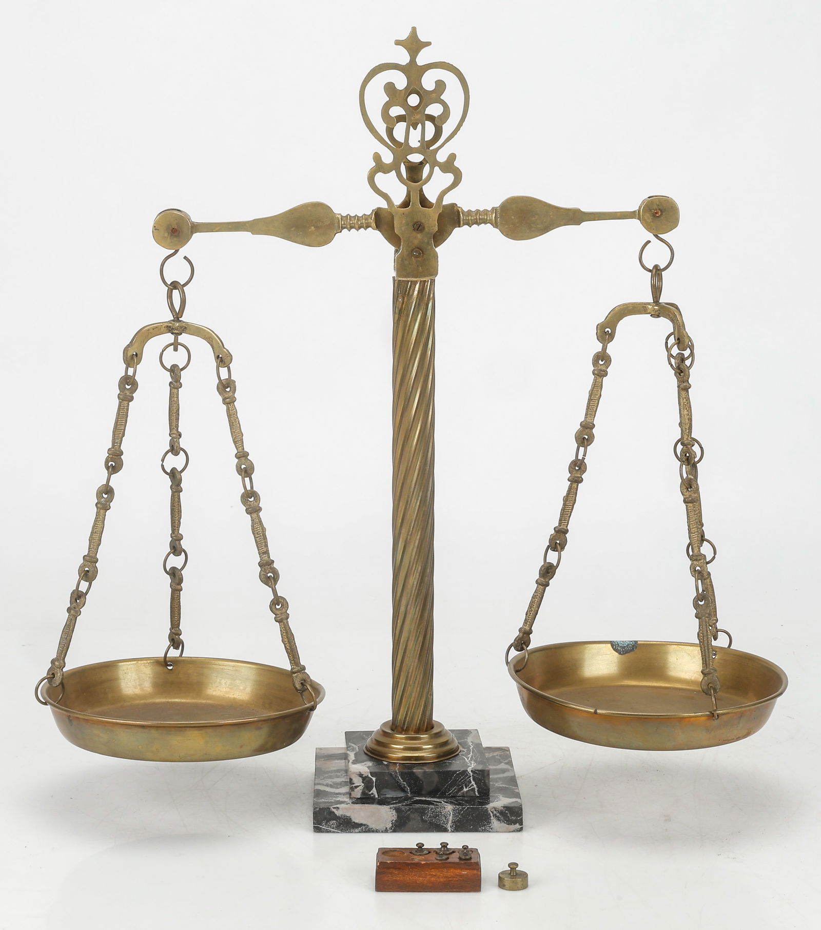 Antique Brass Scale with Assorted Weights (3 Items) (1 of 3)