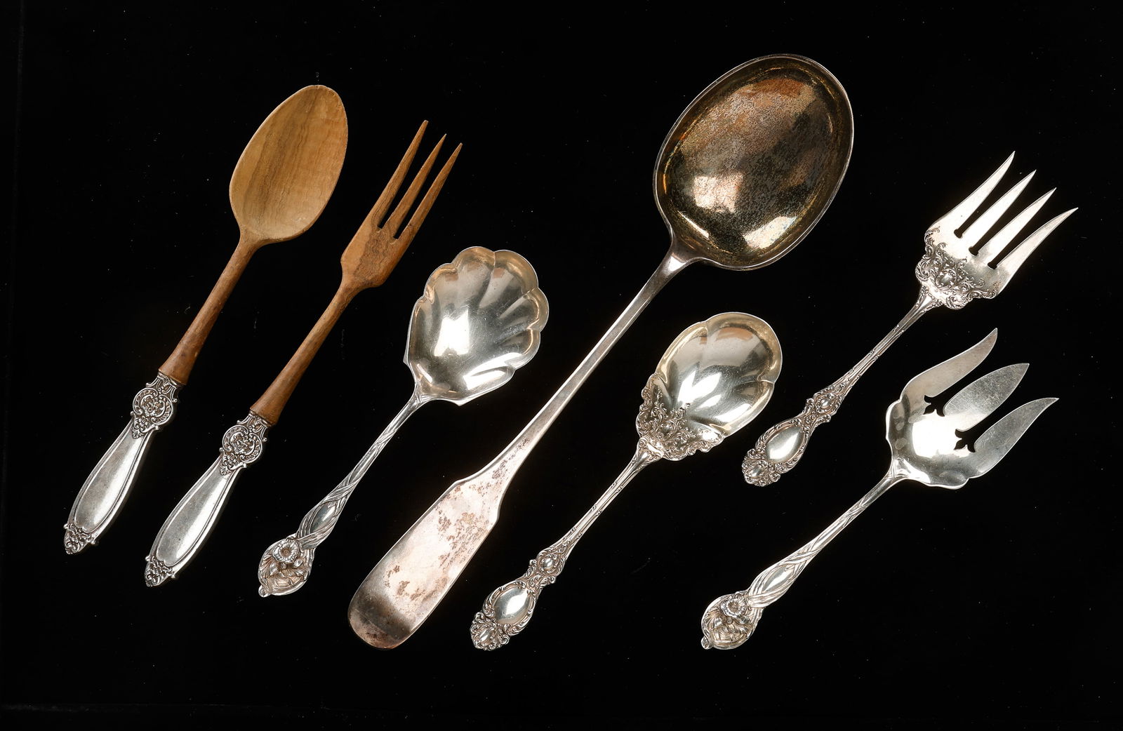 Group of Seven Antique Silver Serving Utensils (1 of 4)